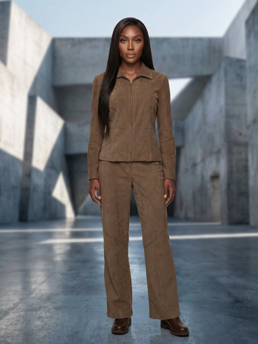 Women Norton McNoughton Jacket/Pant in Tan mock suede - Stitched - Size is 4P